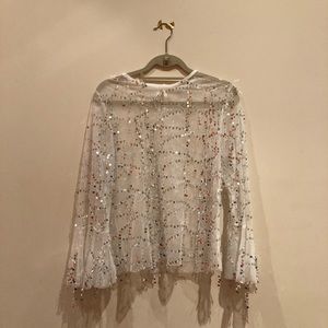 White/silver sheer sequin top!